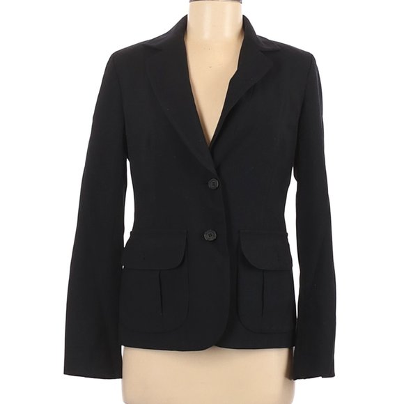 Kenneth Cole REACTION Black Lined Two Button Blazer Jacket Size 4 EUC - Picture 1 of 6